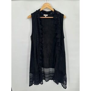 Umgee Faux Suede Open Front Vest Womens M Boho Hippie Goth Whimsigoth Romantic